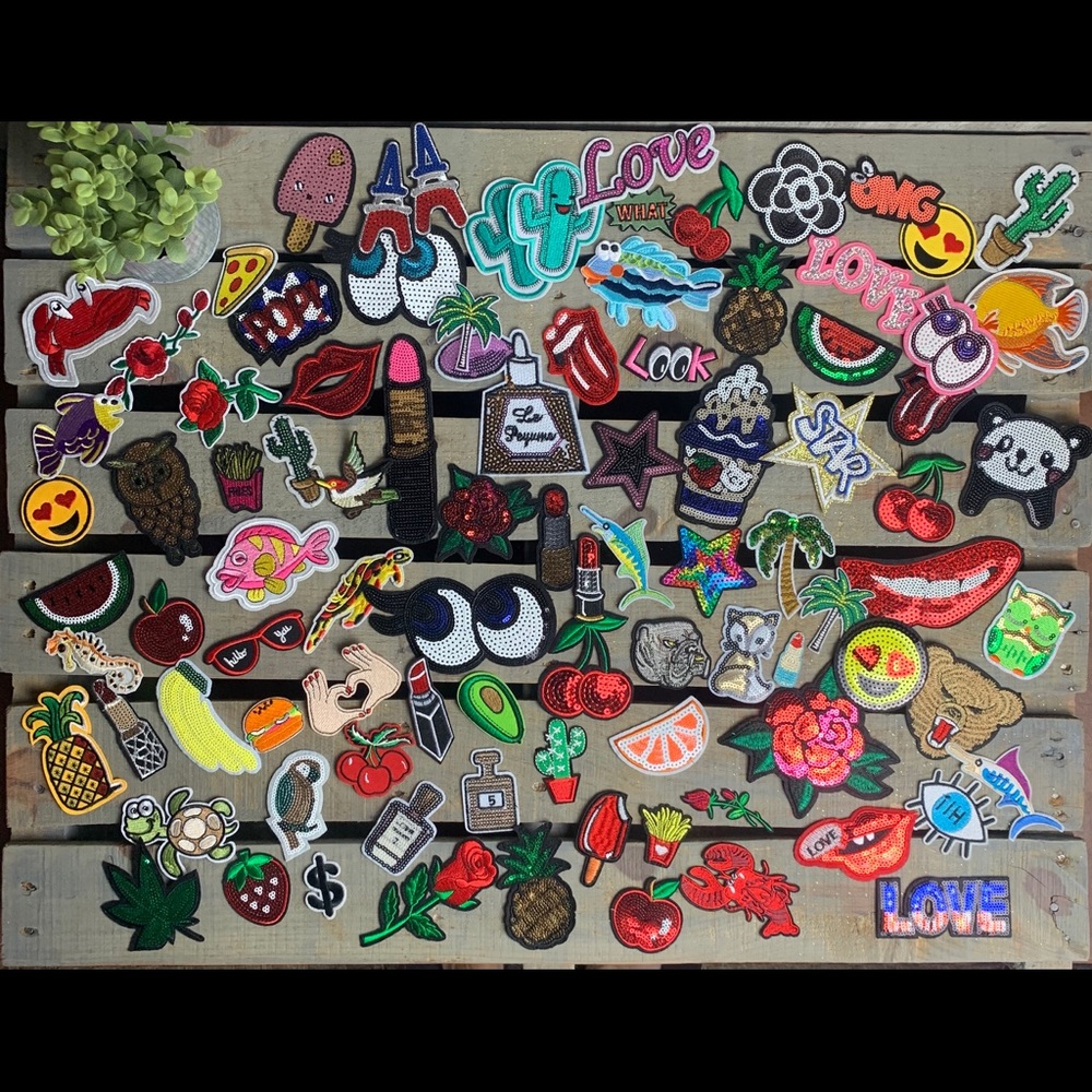 90 Assorted Iron on Appliqués Lot